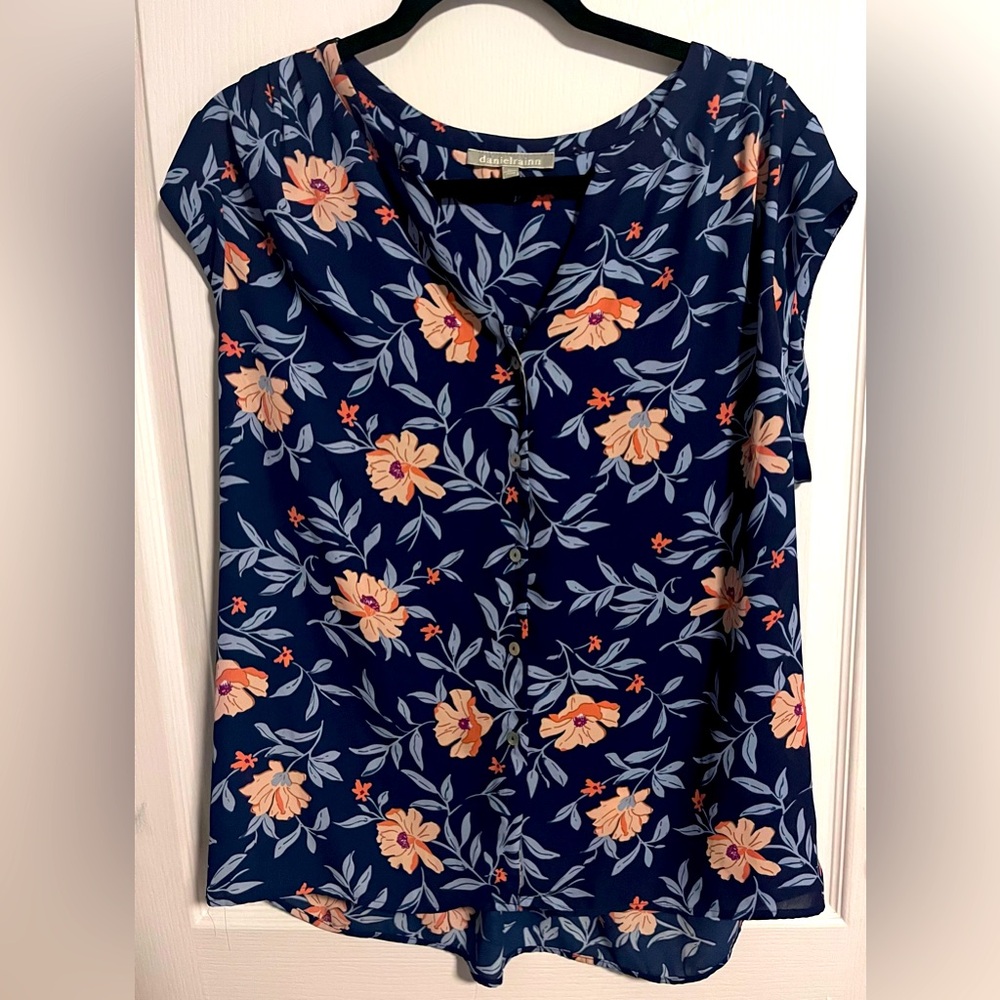 Daniel Rain Floral Short Sleeved Blouse XL (#263)